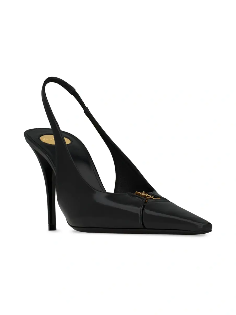Saint Laurent Women's Babylone Breteuil Slingback Pumps in Smooth Leather - Noir | Thumbnail 2 Saint Laurent Women's Babylone Breteuil Slingback Pumps in Smooth Leather - Noir | Thumbnail 2