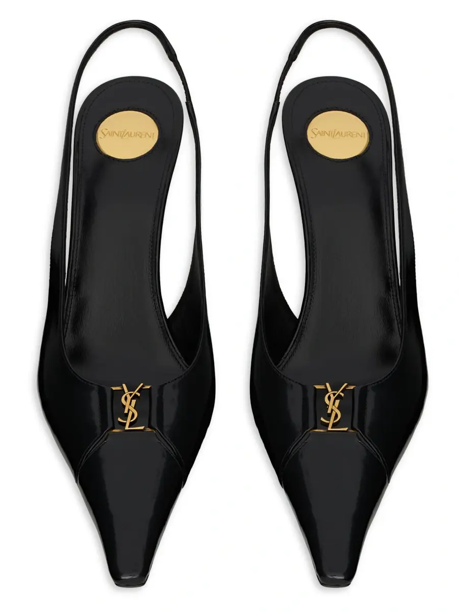 Saint Laurent Women's Babylone Breteuil Slingback Pumps in Smooth Leather - Noir | Thumbnail 3 Saint Laurent Women's Babylone Breteuil Slingback Pumps in Smooth Leather - Noir | Thumbnail 3