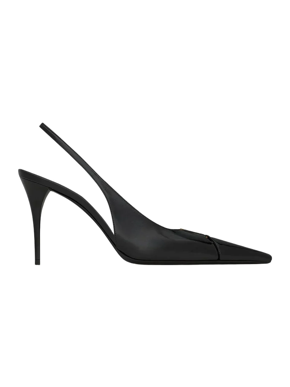 Saint Laurent Women's Babylone Breteuil Slingback Pumps in Smooth Leather - Noir