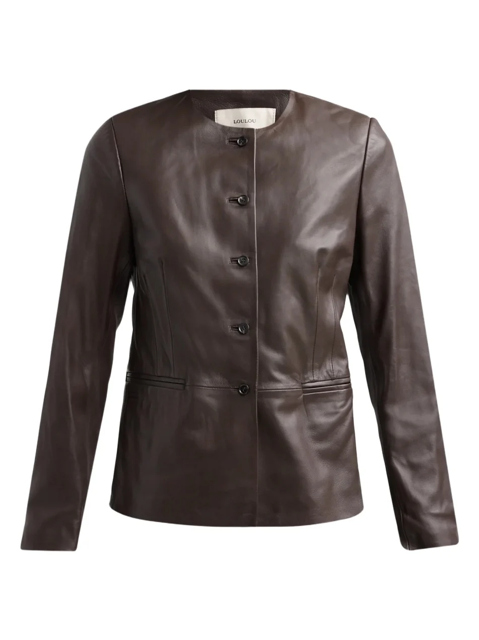 Loulou de Saison Women's Adea Collarless Leather Jacket