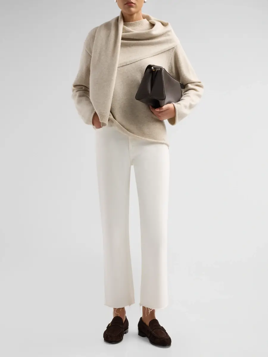 Loulou de Saison Women's Frances Cashmere Wrap Scarf Sweater | Thumbnail 2 Loulou de Saison Women's Frances Cashmere Wrap Scarf Sweater | Thumbnail 2