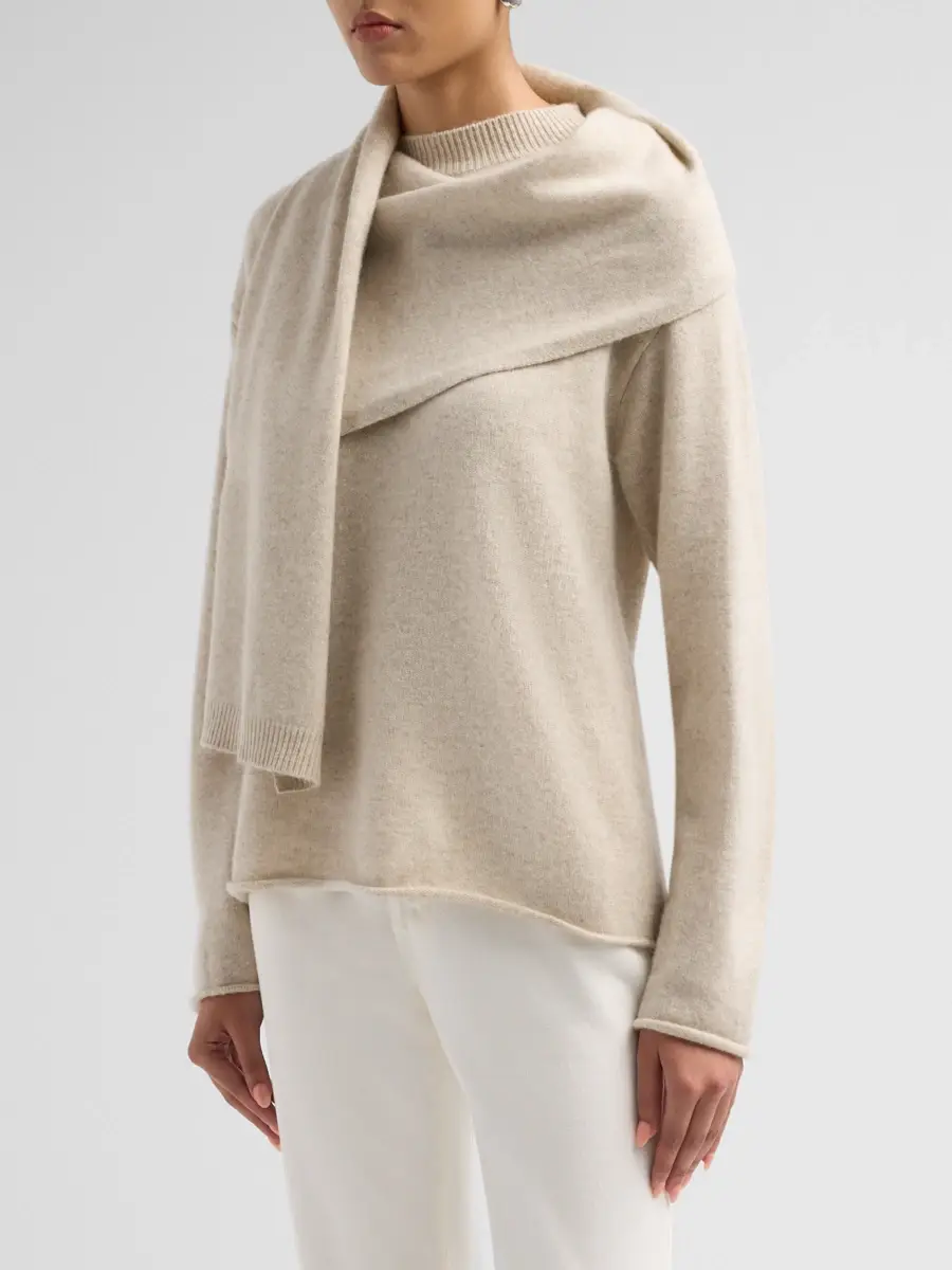 Loulou de Saison Women's Frances Cashmere Wrap Scarf Sweater | Thumbnail 4 Loulou de Saison Women's Frances Cashmere Wrap Scarf Sweater | Thumbnail 4