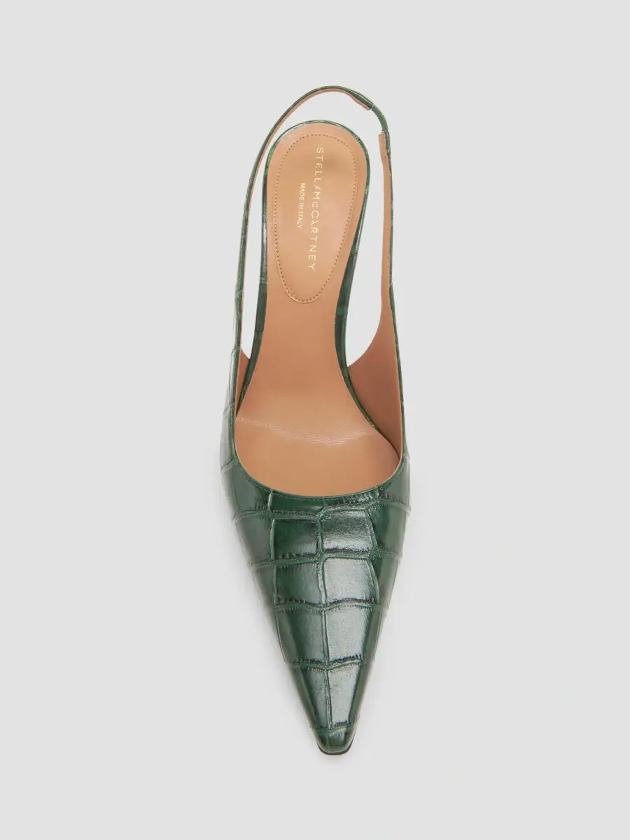 Stella McCartney Women's 80MM Croc-Embossed Cone-Heel Slingback Pumps | Thumbnail 4 Stella McCartney Women's 80MM Croc-Embossed Cone-Heel Slingback Pumps | Thumbnail 4