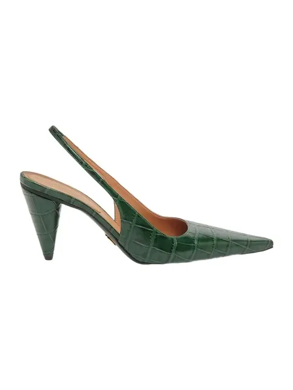 Stella McCartney Women's 80MM Croc-Embossed Cone-Heel Slingback Pumps