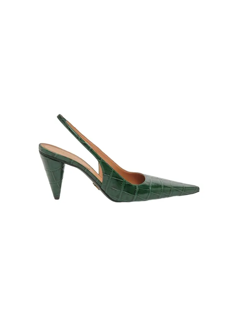 Stella McCartney Women's 80MM Croc-Embossed Cone-Heel Slingback Pumps