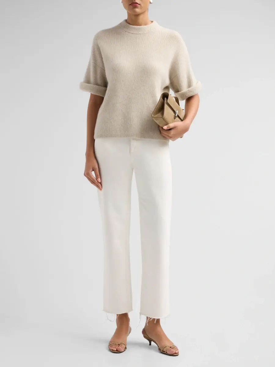 Loulou de Saison Women's Tamia Knit Rolled-Sleeve Sweater | Thumbnail 2 Loulou de Saison Women's Tamia Knit Rolled-Sleeve Sweater | Thumbnail 2