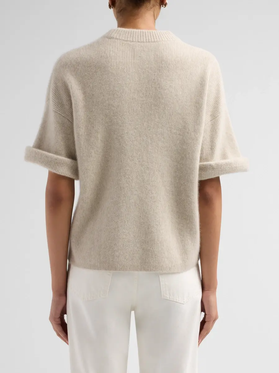 Loulou de Saison Women's Tamia Knit Rolled-Sleeve Sweater | Thumbnail 3 Loulou de Saison Women's Tamia Knit Rolled-Sleeve Sweater | Thumbnail 3