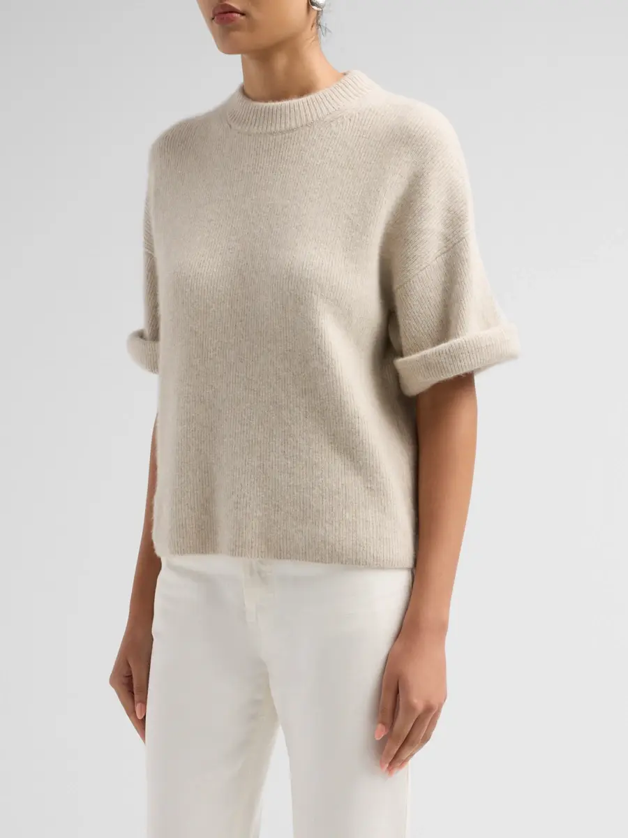 Loulou de Saison Women's Tamia Knit Rolled-Sleeve Sweater | Thumbnail 4 Loulou de Saison Women's Tamia Knit Rolled-Sleeve Sweater | Thumbnail 4