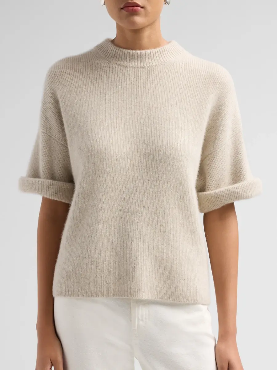 Loulou de Saison Women's Tamia Knit Rolled-Sleeve Sweater | Thumbnail 5 Loulou de Saison Women's Tamia Knit Rolled-Sleeve Sweater | Thumbnail 5