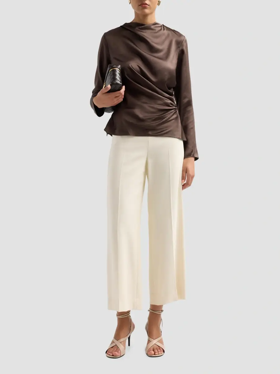 Loulou de Saison Women's Anya Draped Satin Long-Sleeve Top | Thumbnail 2