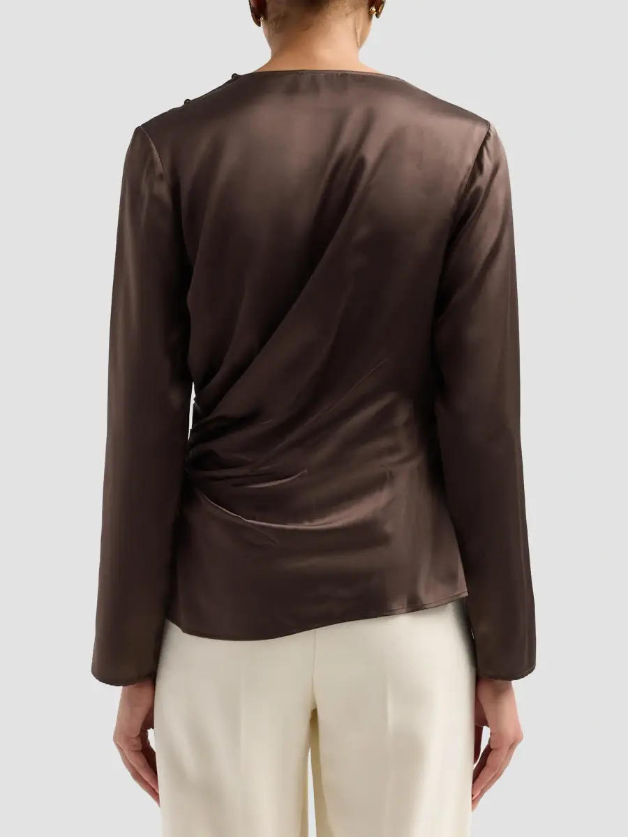 Loulou de Saison Women's Anya Draped Satin Long-Sleeve Top | Thumbnail 3