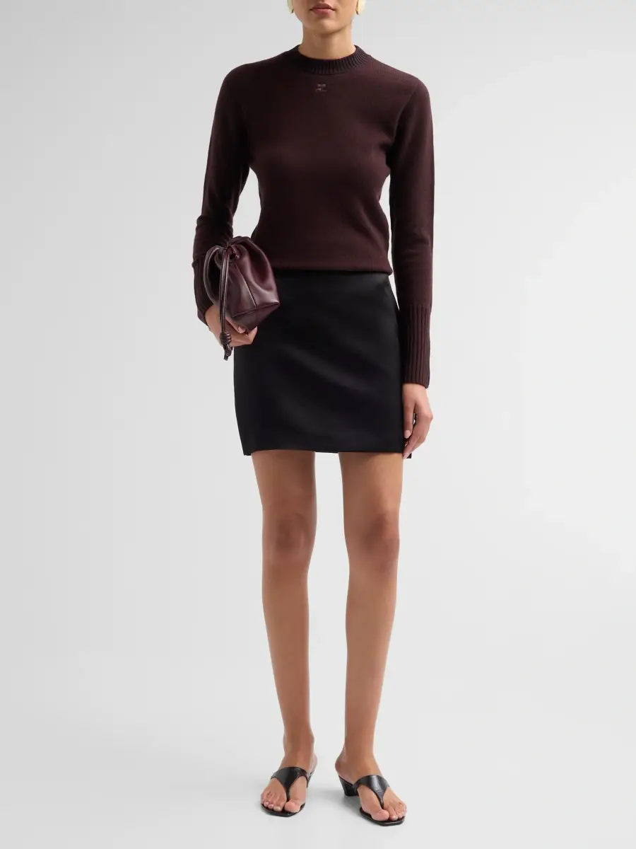 Courrèges Women's Fitted Wool Crewneck Sweater | Thumbnail 2 Courrèges Women's Fitted Wool Crewneck Sweater | Thumbnail 2