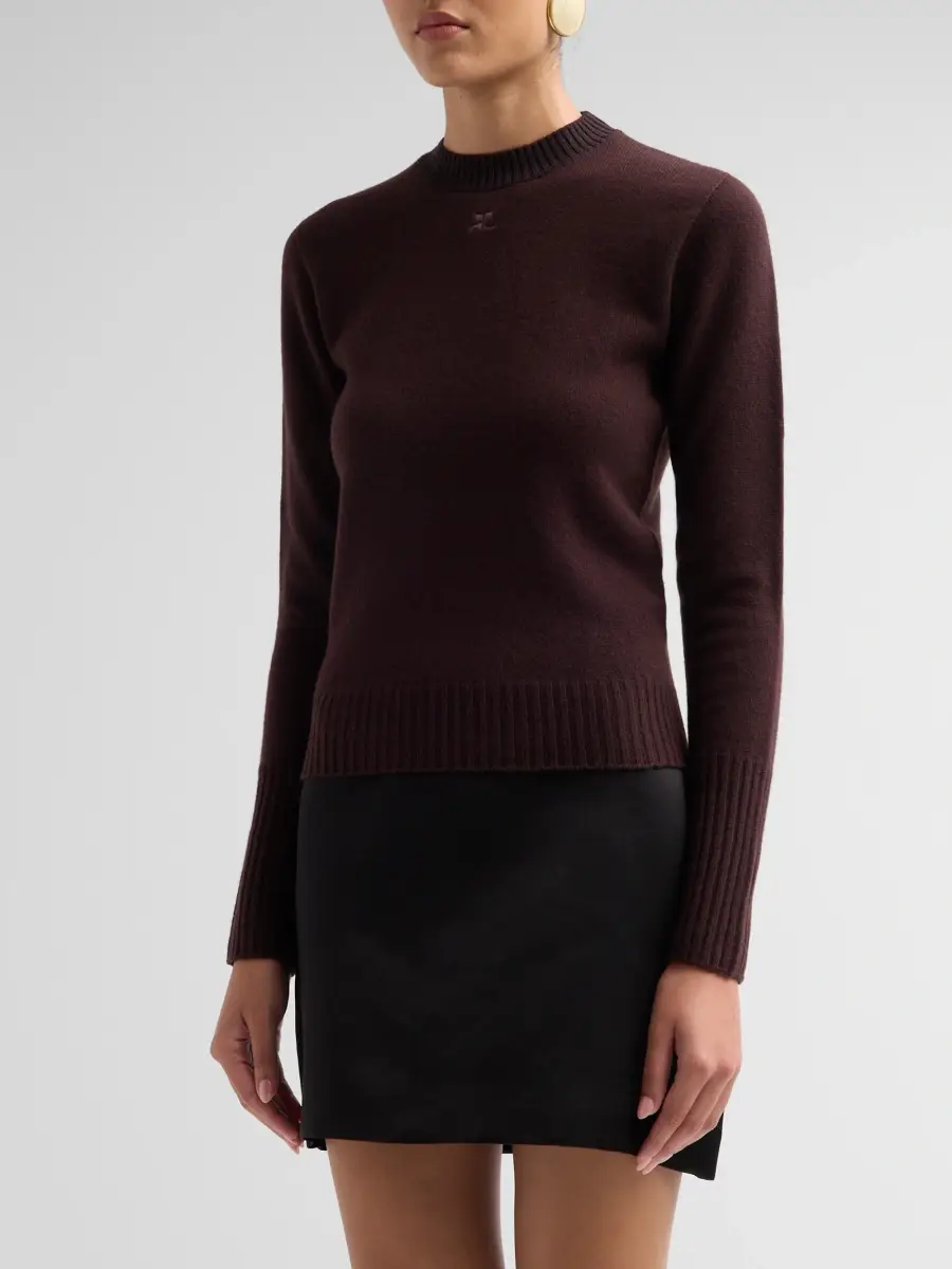 Courrèges Women's Fitted Wool Crewneck Sweater | Thumbnail 4 Courrèges Women's Fitted Wool Crewneck Sweater | Thumbnail 4