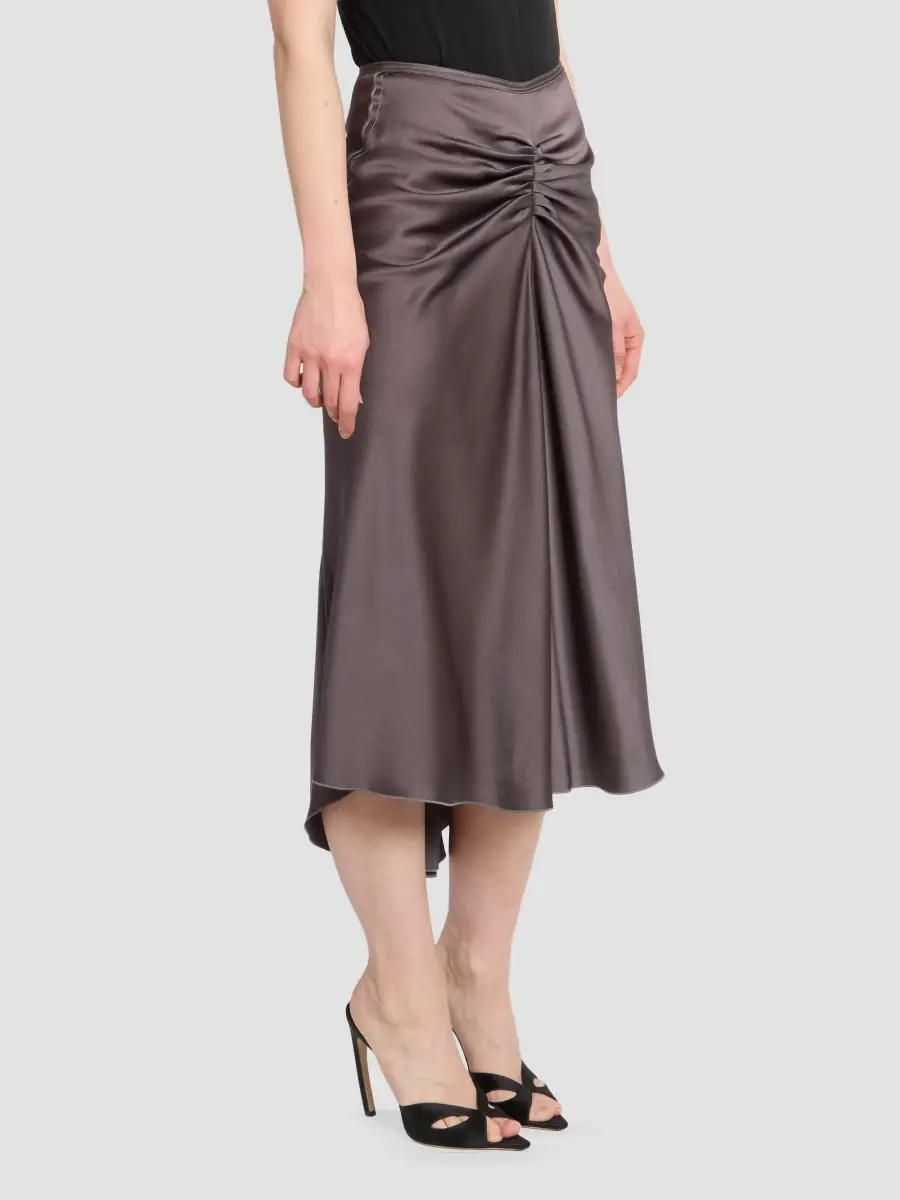 Victoria Beckham Women's Gathered Satin Midi-Skirt | Thumbnail 4 Victoria Beckham Women's Gathered Satin Midi-Skirt | Thumbnail 4