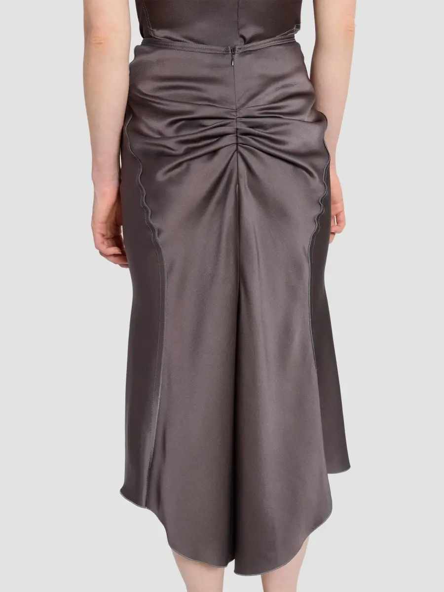 Victoria Beckham Women's Gathered Satin Midi-Skirt | Thumbnail 5 Victoria Beckham Women's Gathered Satin Midi-Skirt | Thumbnail 5