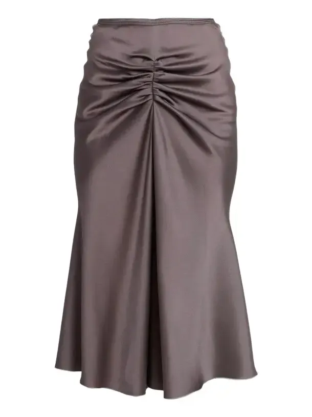 Women's Gathered Satin Midi-Skirt Women's Gathered Satin Midi-Skirt
