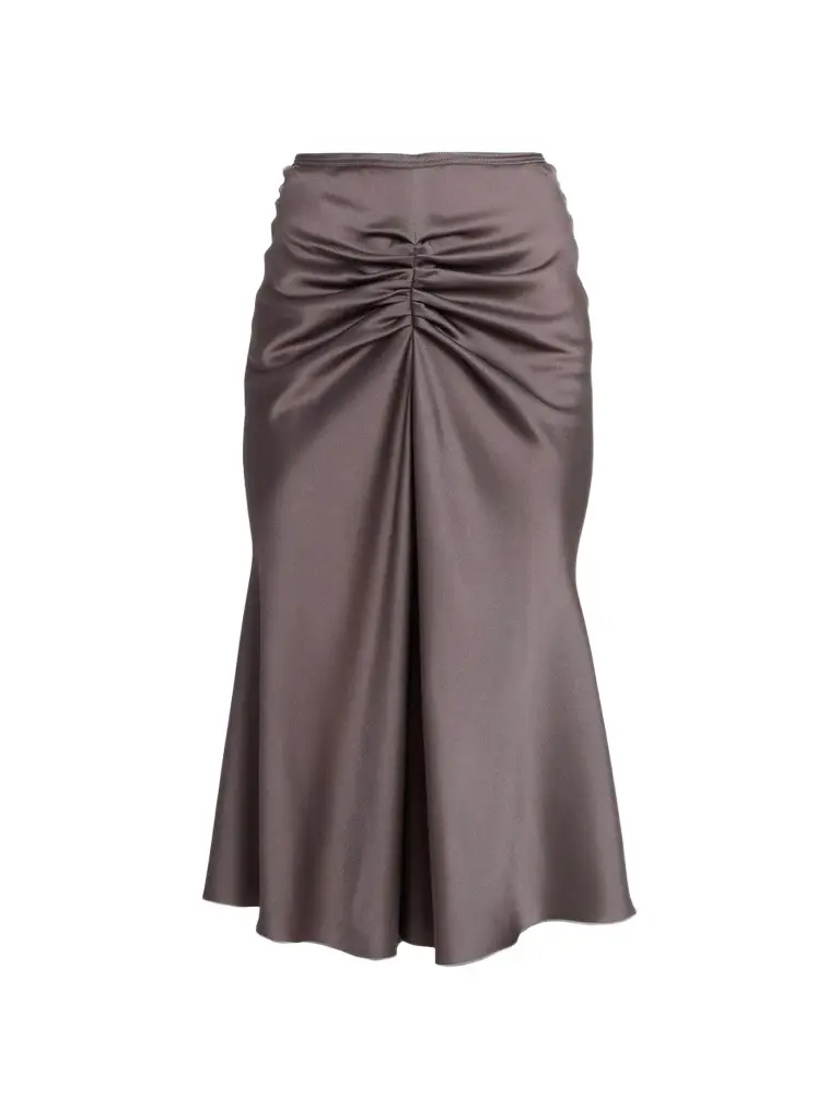 Women's Gathered Satin Midi-Skirt Women's Gathered Satin Midi-Skirt