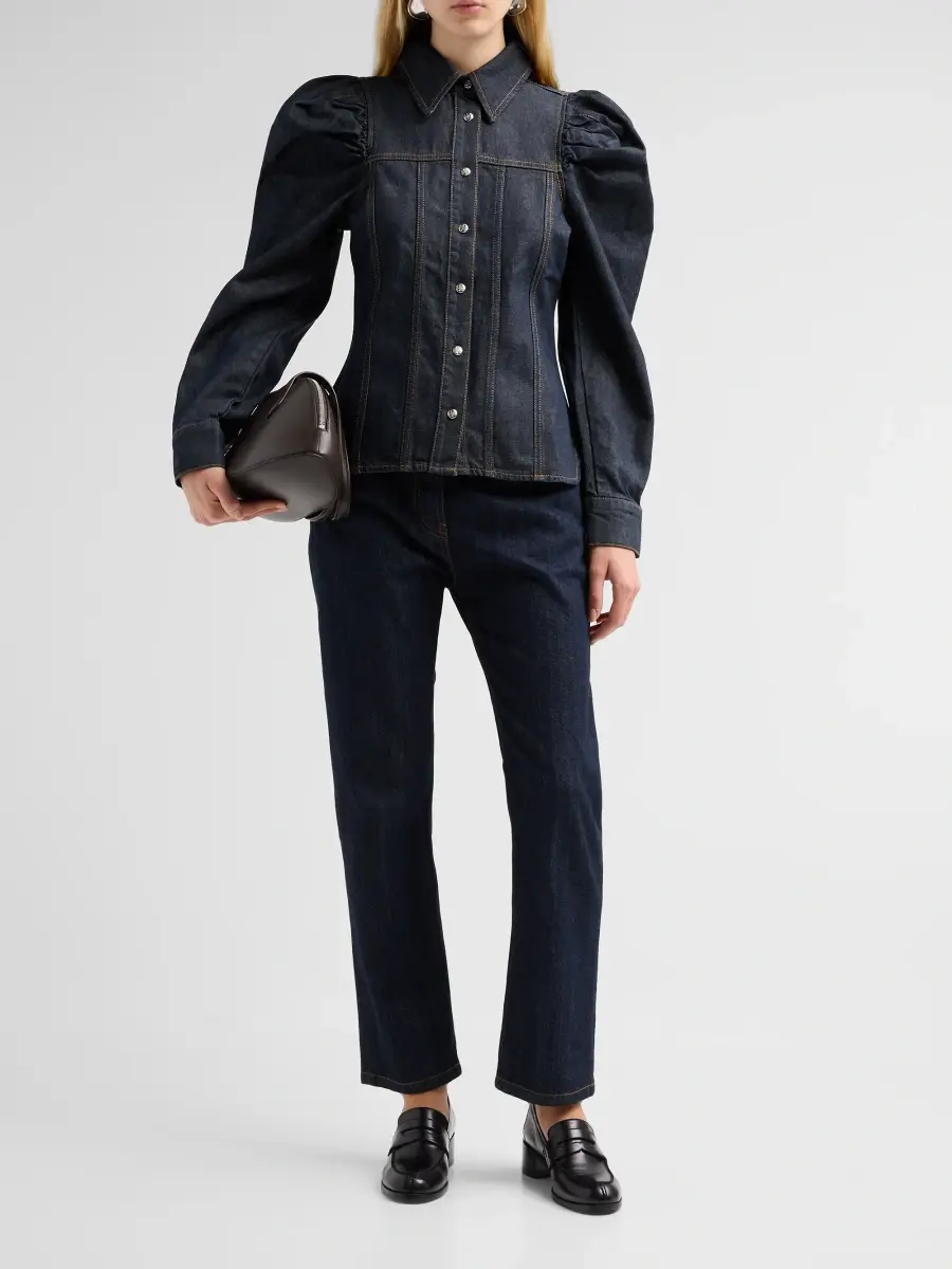 Ganni Women's Slub Denim Shirt | Thumbnail 2 Ganni Women's Slub Denim Shirt | Thumbnail 2