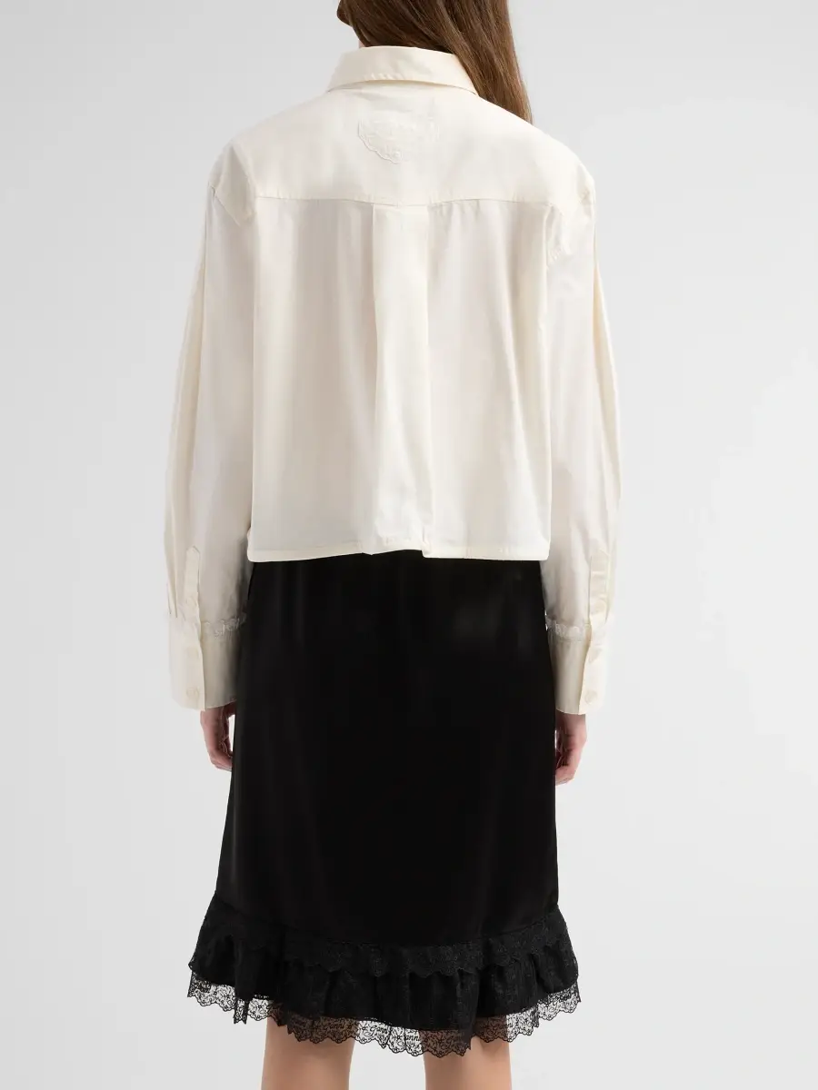 Ganni Women's Stretch Cotton Cropped Bowling Shirt | Thumbnail 3 Ganni Women's Stretch Cotton Cropped Bowling Shirt | Thumbnail 3