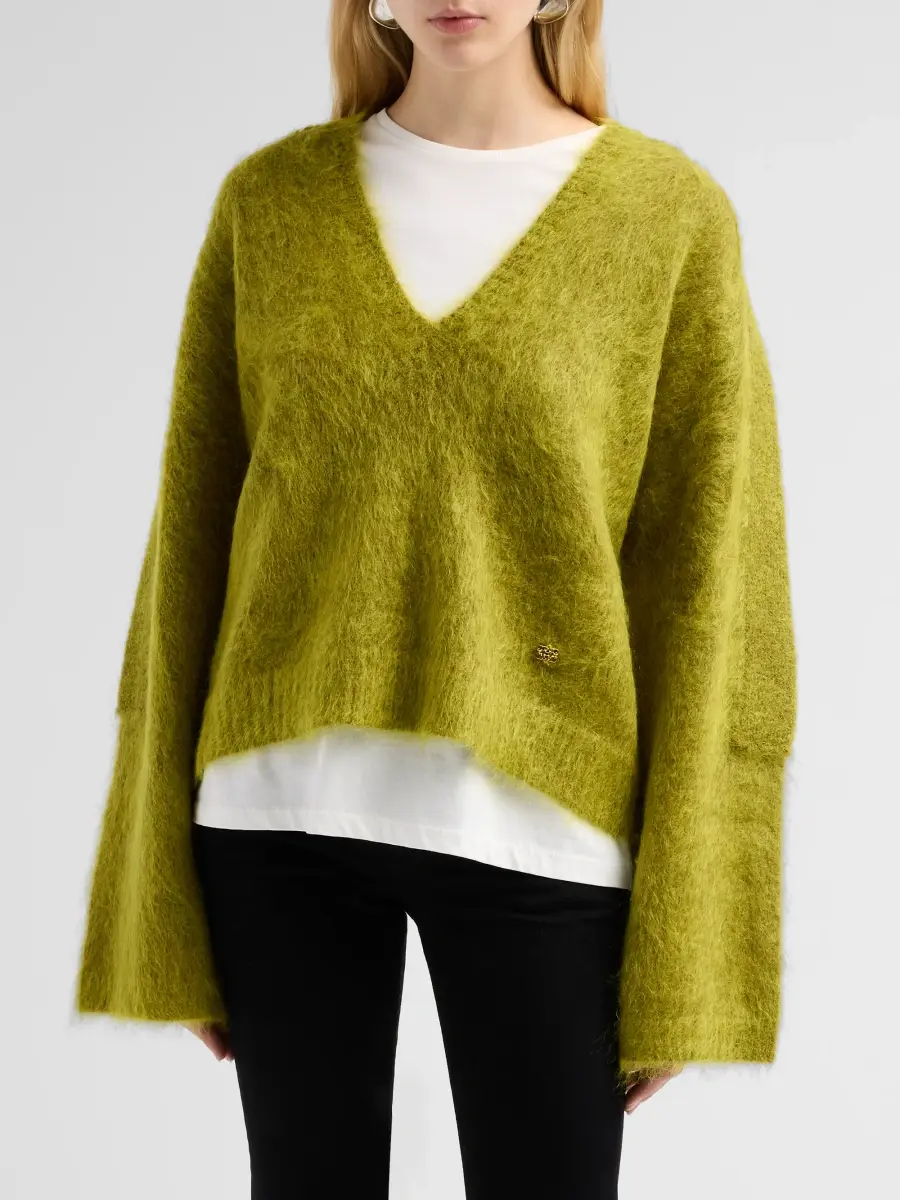 Ganni Women's Brushed Mohair V-Neck Sweater | Thumbnail 4 Ganni Women's Brushed Mohair V-Neck Sweater | Thumbnail 4
