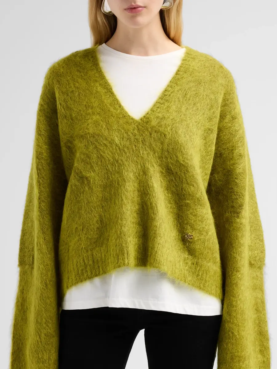 Ganni Women's Brushed Mohair V-Neck Sweater | Thumbnail 5 Ganni Women's Brushed Mohair V-Neck Sweater | Thumbnail 5