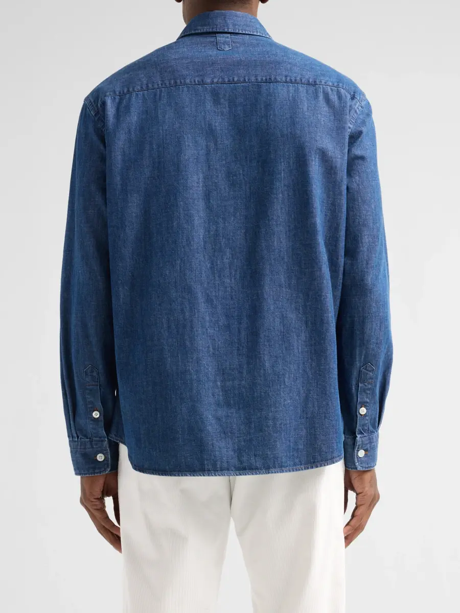 Canali Men's Stonewashed Denim Relaxed Shirt | Thumbnail 3 Canali Men's Stonewashed Denim Relaxed Shirt | Thumbnail 3