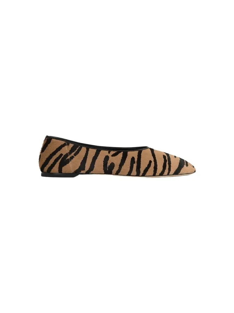 TOTEME Women's Tiger-Print Calf Hair Ballerina Flats