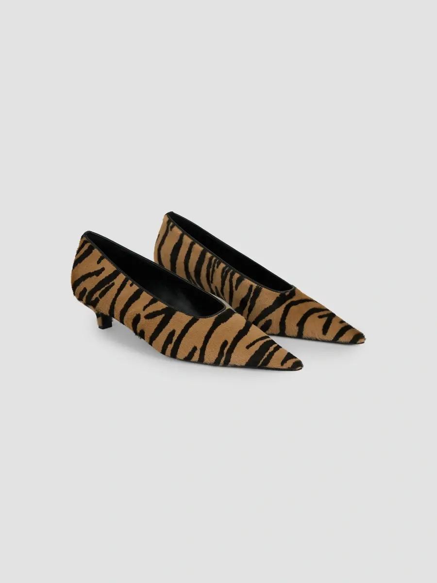 TOTEME Women's Sharp 35MM Tiger-Print Calf Hair Kitten-Heel Pumps | Thumbnail 2 TOTEME Women's Sharp 35MM Tiger-Print Calf Hair Kitten-Heel Pumps | Thumbnail 2