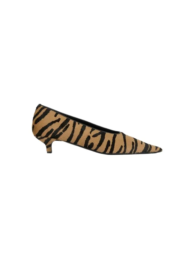 TOTEME Women's Sharp 35MM Tiger-Print Calf Hair Kitten-Heel Pumps