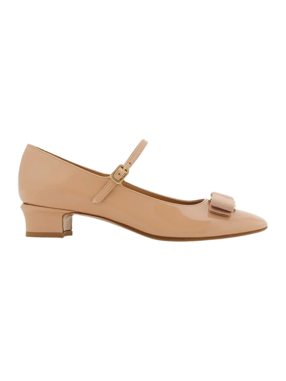 Ferragamo Women's Vally Bow 30MM Patent Leather Mary Janes