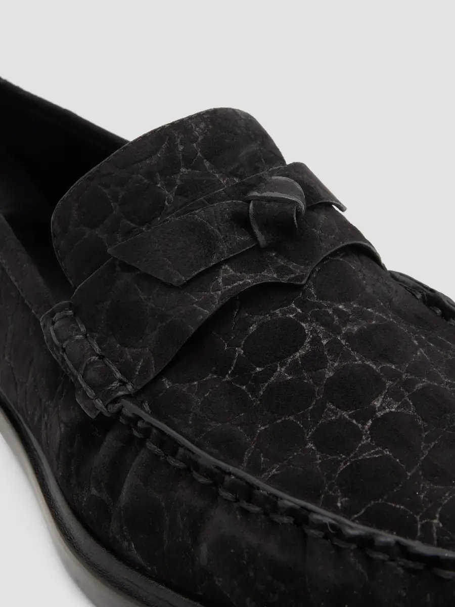 Alexandre Birman Women's Soft Croc-Embossed Suede Loafers | Thumbnail 3 Alexandre Birman Women's Soft Croc-Embossed Suede Loafers | Thumbnail 3