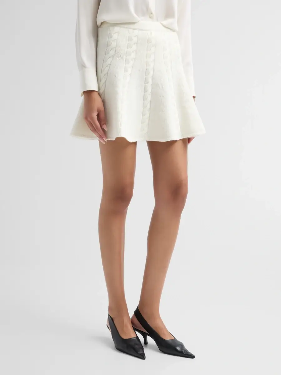 Ferragamo Women's Cable-Knit Wool-Cashmere Mini Skirt | Thumbnail 4 Ferragamo Women's Cable-Knit Wool-Cashmere Mini Skirt | Thumbnail 4
