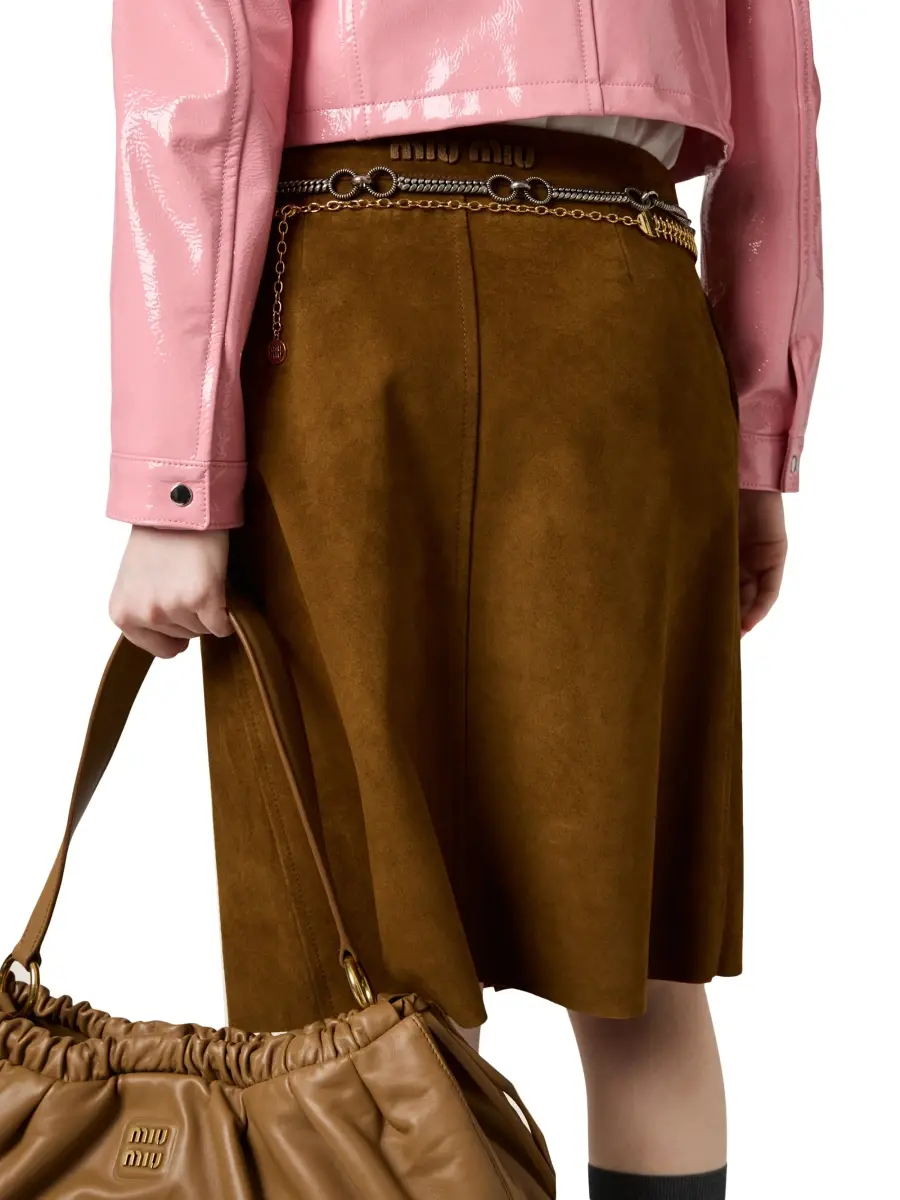 Miu Miu Women's Suede Wraparound Skirt | Thumbnail 4 Miu Miu Women's Suede Wraparound Skirt | Thumbnail 4