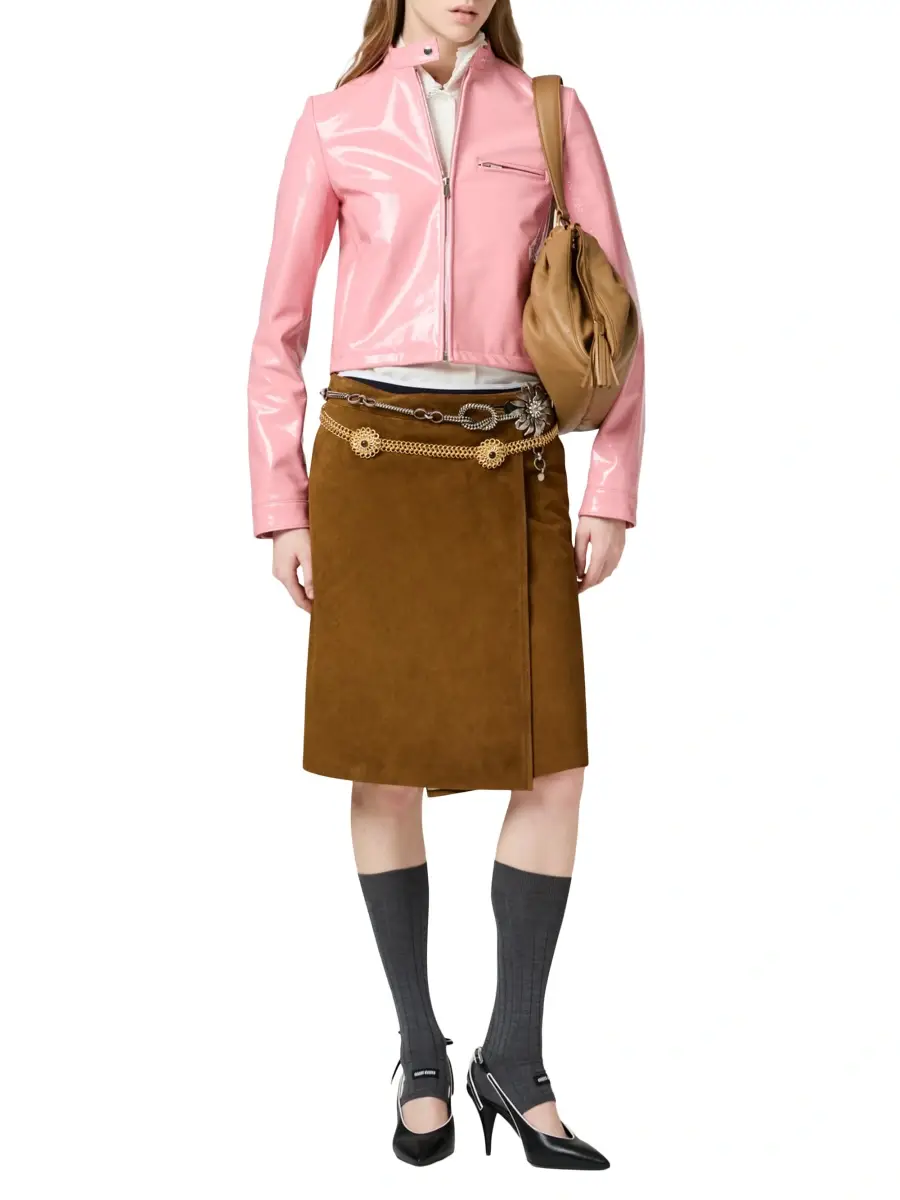 Miu Miu Women's Suede Wraparound Skirt | Thumbnail 6 Miu Miu Women's Suede Wraparound Skirt | Thumbnail 6