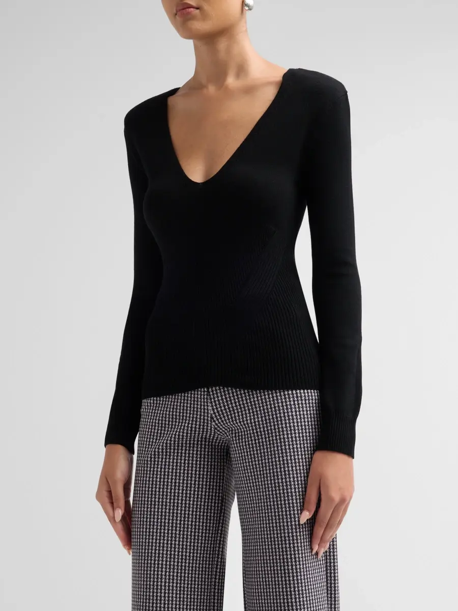Chiara Boni La Petite Robe Women's Neon Plunging V-Neck Sweater | Thumbnail 4 Chiara Boni La Petite Robe Women's Neon Plunging V-Neck Sweater | Thumbnail 4
