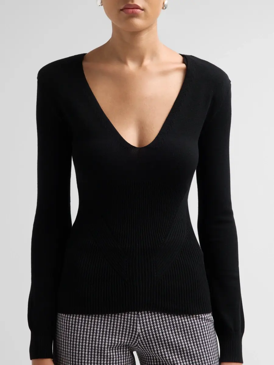 Chiara Boni La Petite Robe Women's Neon Plunging V-Neck Sweater | Thumbnail 5 Chiara Boni La Petite Robe Women's Neon Plunging V-Neck Sweater | Thumbnail 5