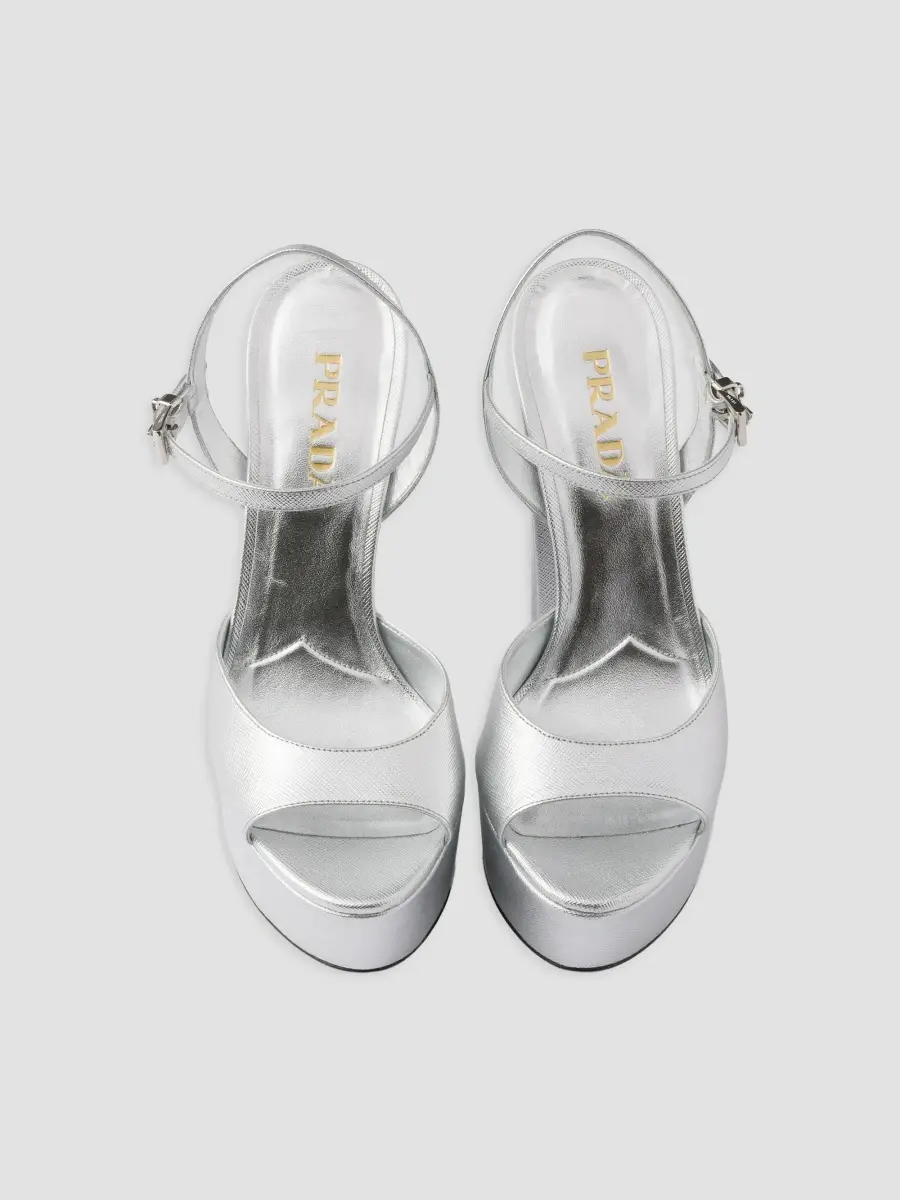 Prada Women's Patent Saffiano Leather Platform Sandals | Thumbnail 2 Prada Women's Patent Saffiano Leather Platform Sandals | Thumbnail 2