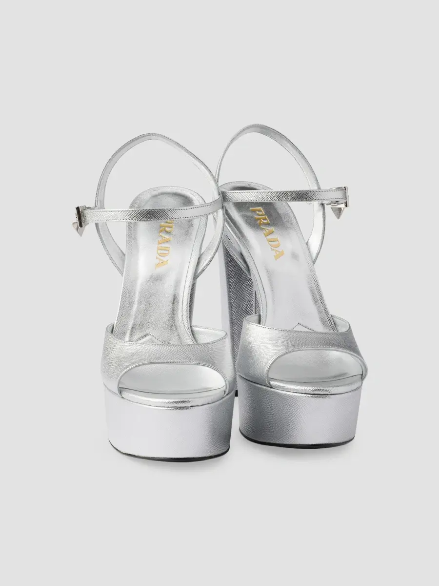 Prada Women's Patent Saffiano Leather Platform Sandals | Thumbnail 3 Prada Women's Patent Saffiano Leather Platform Sandals | Thumbnail 3