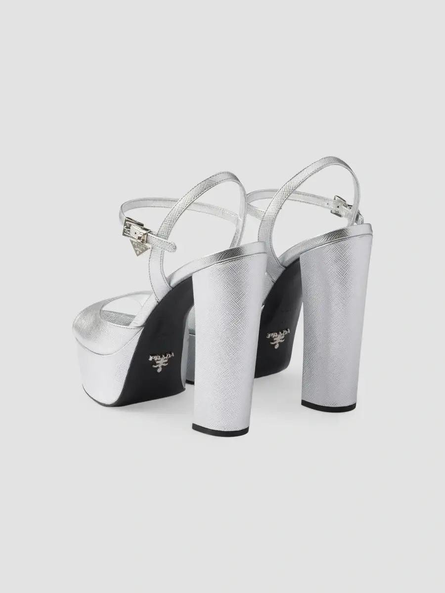 Prada Women's Patent Saffiano Leather Platform Sandals | Thumbnail 4 Prada Women's Patent Saffiano Leather Platform Sandals | Thumbnail 4