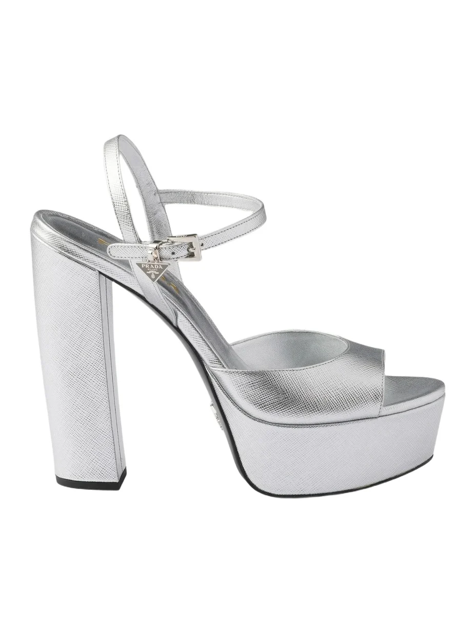 Prada Women's Patent Saffiano Leather Platform Sandals