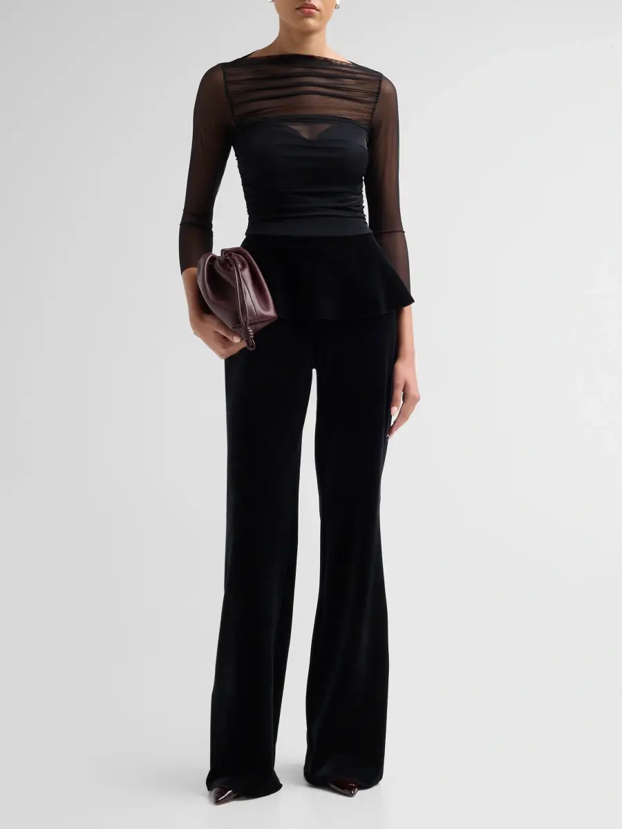 Chiara Boni La Petite Robe Women's Mausi Velvet Illusion Top | Thumbnail 2
