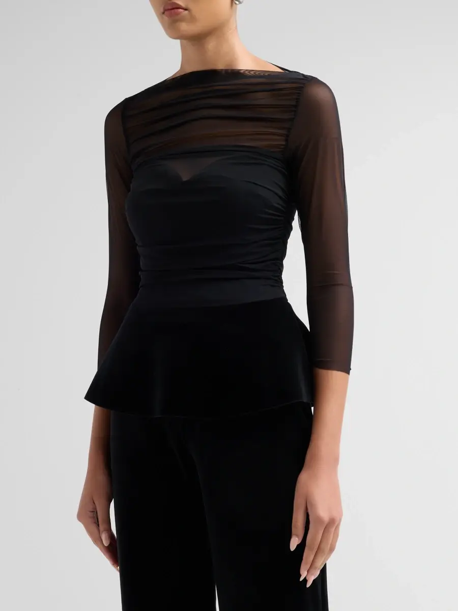 Chiara Boni La Petite Robe Women's Mausi Velvet Illusion Top | Thumbnail 4