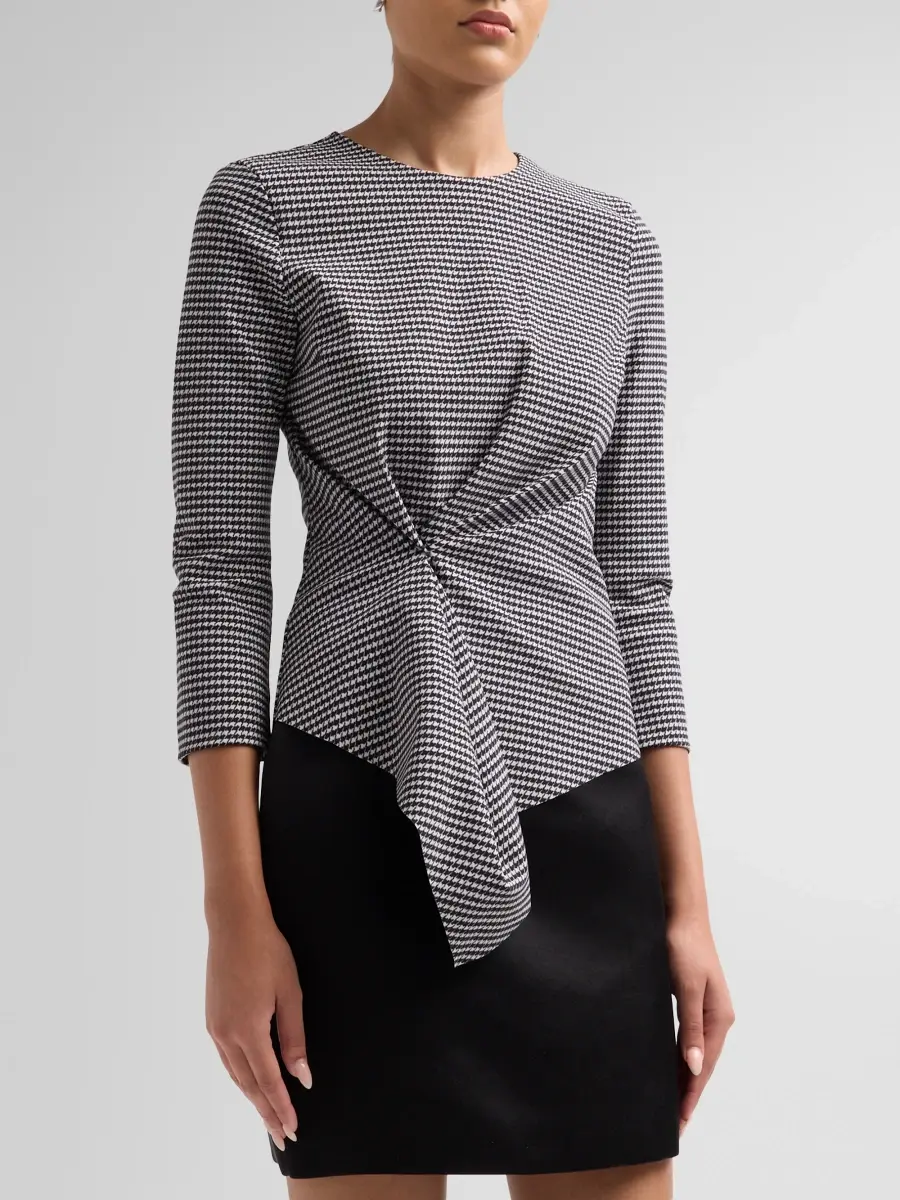 Chiara Boni La Petite Robe Women's Vione Houndstooth Pinched Top | Thumbnail 4