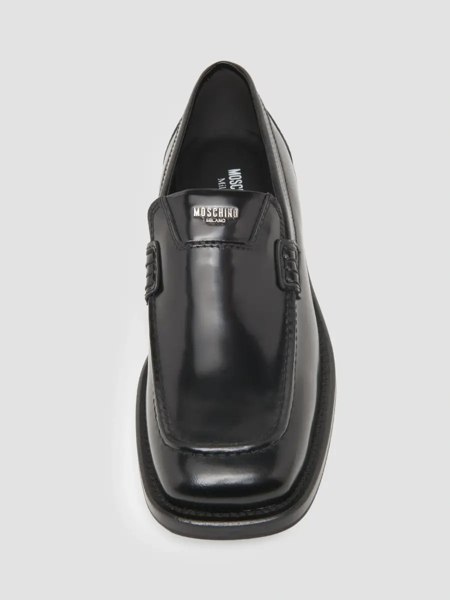 MOSCHINO Men's Logo Leather Loafers | Thumbnail 4 MOSCHINO Men's Logo Leather Loafers | Thumbnail 4