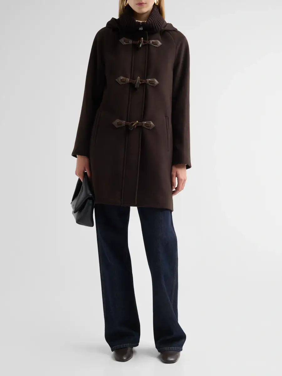 Cinzia Rocca Women's Virgin Wool Toggle Hooded Coat | Thumbnail 2
