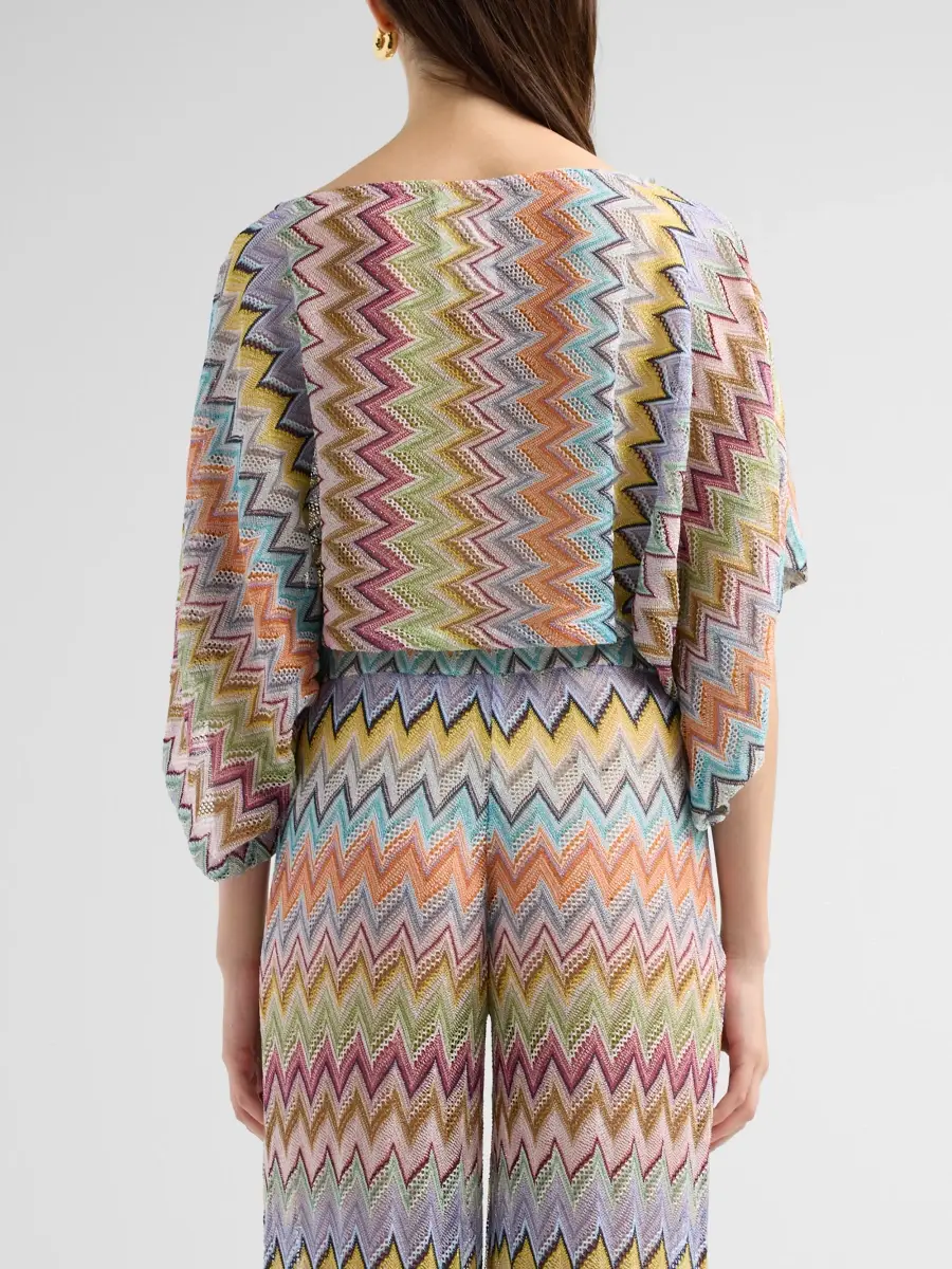 Missoni Women's Zigzag Draped-Sleeve Blouse | Thumbnail 3 Missoni Women's Zigzag Draped-Sleeve Blouse | Thumbnail 3