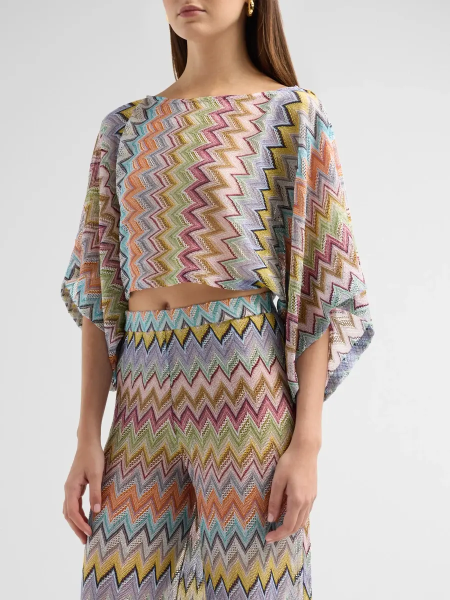 Missoni Women's Zigzag Draped-Sleeve Blouse | Thumbnail 4 Missoni Women's Zigzag Draped-Sleeve Blouse | Thumbnail 4