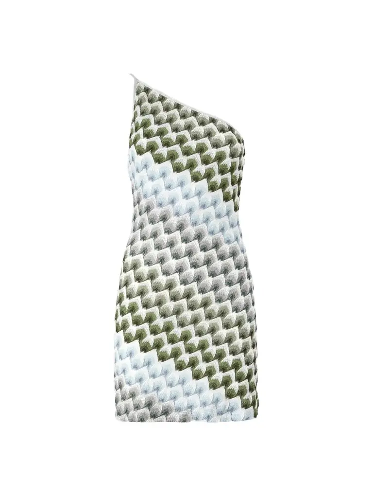 Women's Chevron One-Shoulder Knit Mini Dress Women's Chevron One-Shoulder Knit Mini Dress