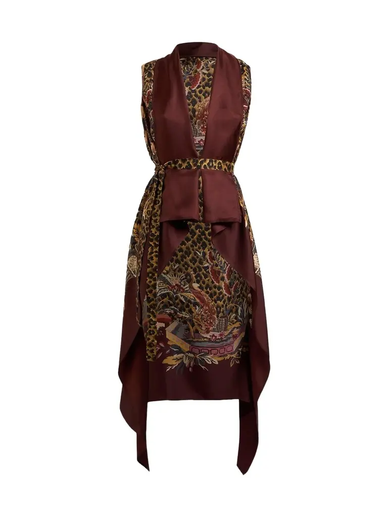 Women's Leopard-Print Silk Foulard Vest Women's Leopard-Print Silk Foulard Vest