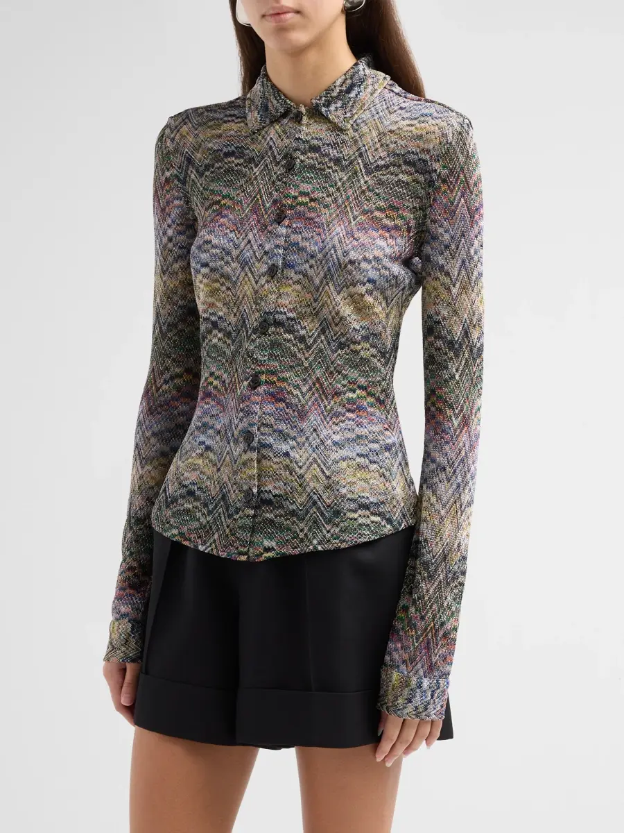 Missoni Women's Zigzag Metallic Knit Shirt | Thumbnail 4 Missoni Women's Zigzag Metallic Knit Shirt | Thumbnail 4